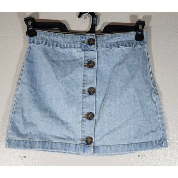 Forever 21 Skirts Forever Button Up Denim Mini Shirt Womens